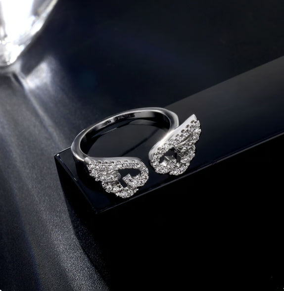 Adjustable Zircon Angel Wings Ring