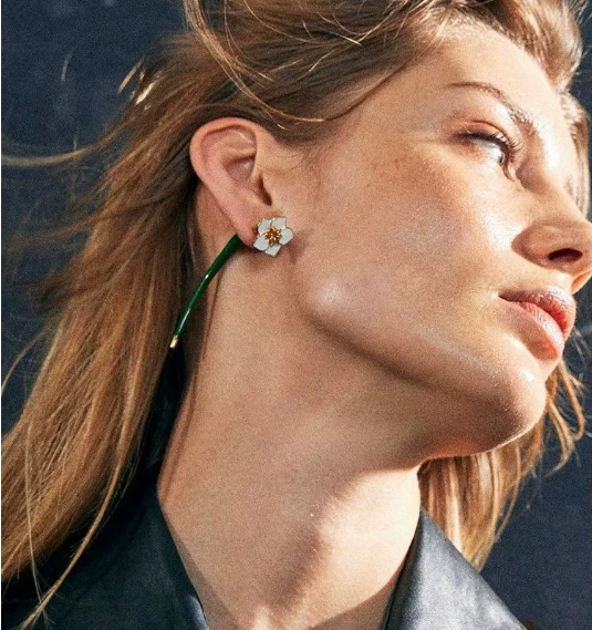 Long flower earrings