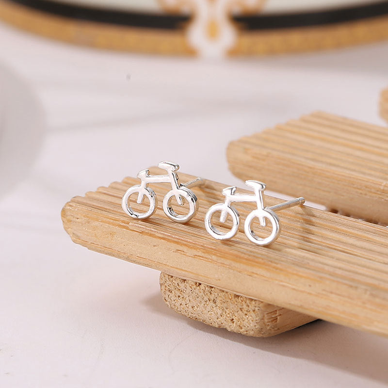 Creative Silver Bicycle Earrings