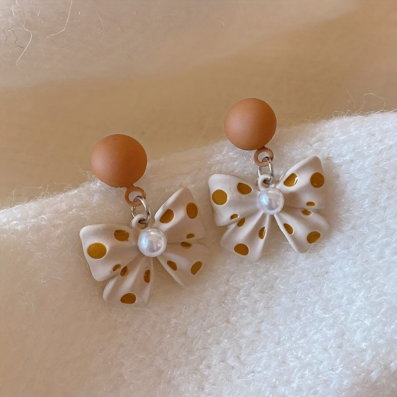 Pearl Polka Dot Bow Earrings