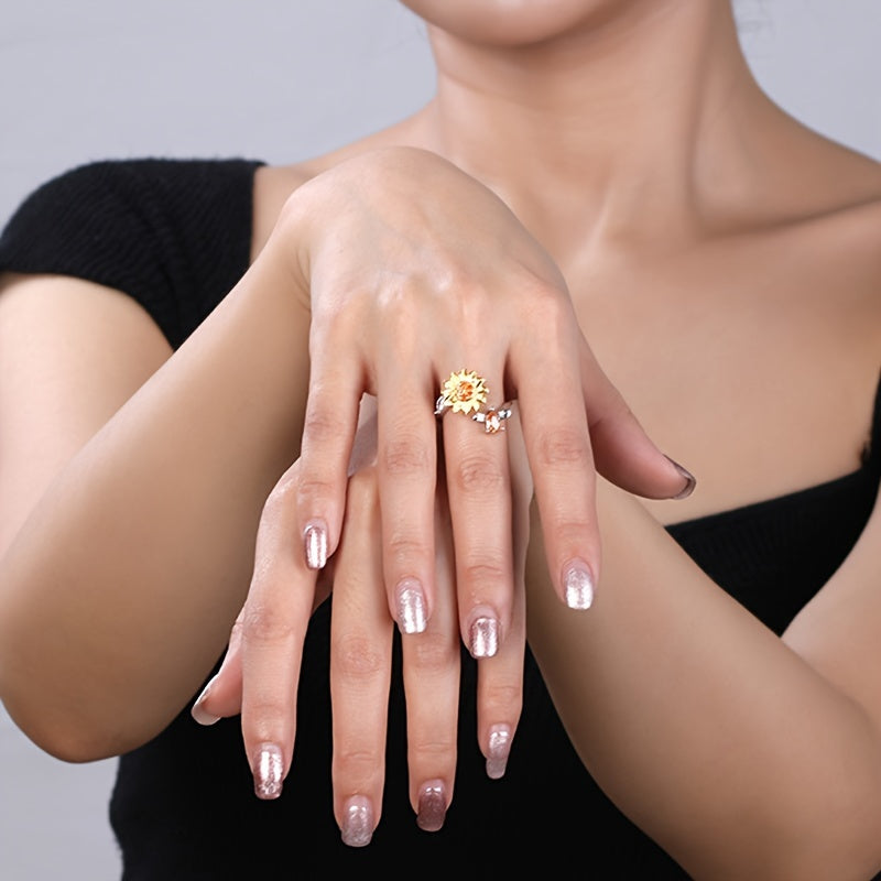 Spinning Sunflower Bee Ring