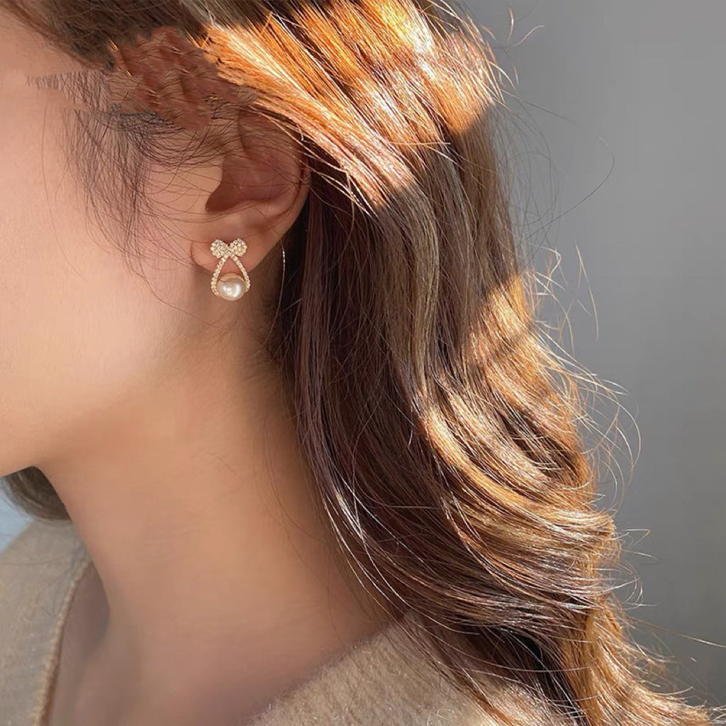 Bowknot Faux Pearl Earrings