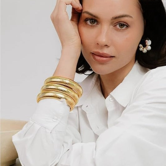 Elasticity Thick Metal Polish Bracelet