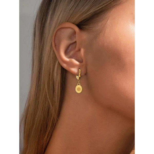 North Star Compass Dangle Hoop Earrings