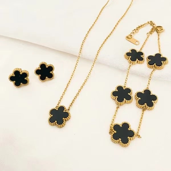 Plum Blossom Necklace Earrings Bracelet Jewelry Sets
