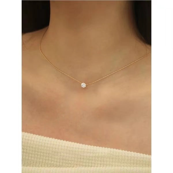Minimalist Solitaire Zircon Charm Necklace