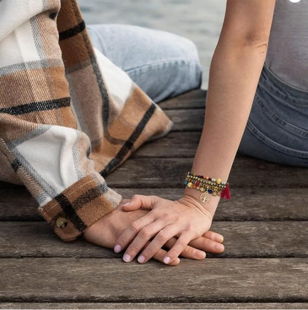 4PCs Bohemia tree of life charm beaded bracelet