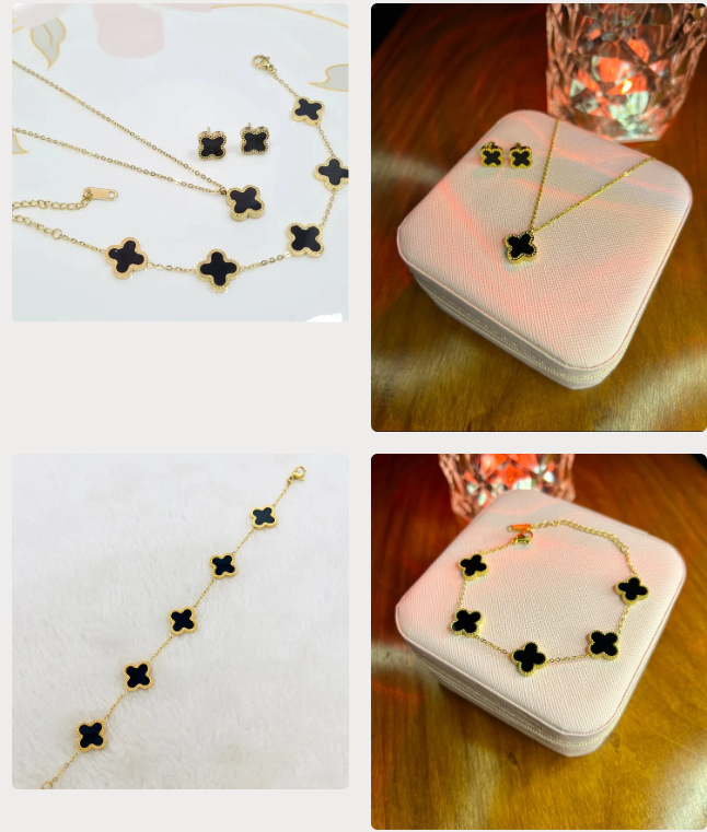 Plum Blossom Necklace Earrings Bracelet Jewelry Sets