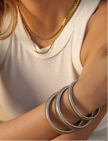Elasticity Thick Metal Polish Bracelet