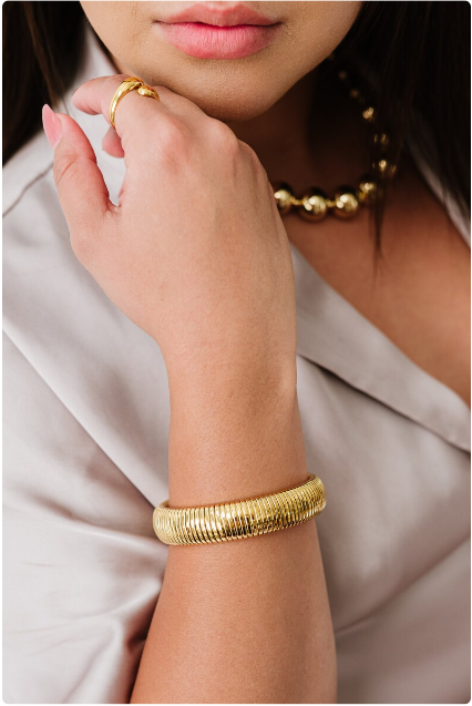 Elasticity Thick Metal Polish Bracelet