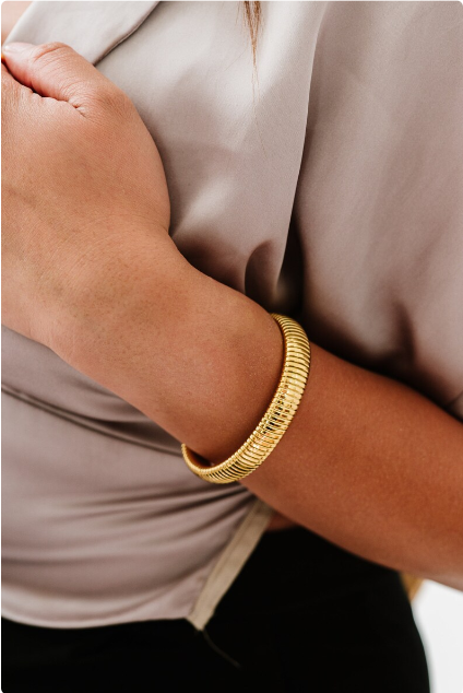 Elasticity Thick Metal Polish Bracelet