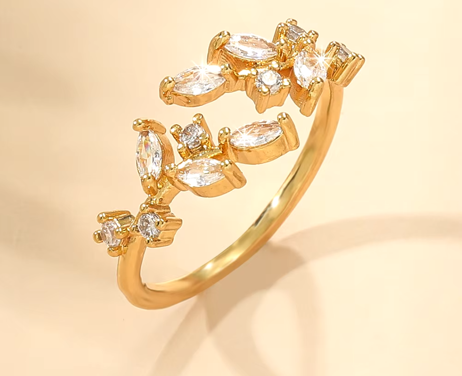 Zircon Leaves Open Rings