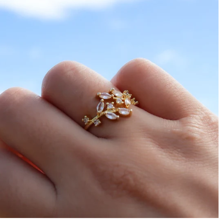 Zircon Leaves Open Rings