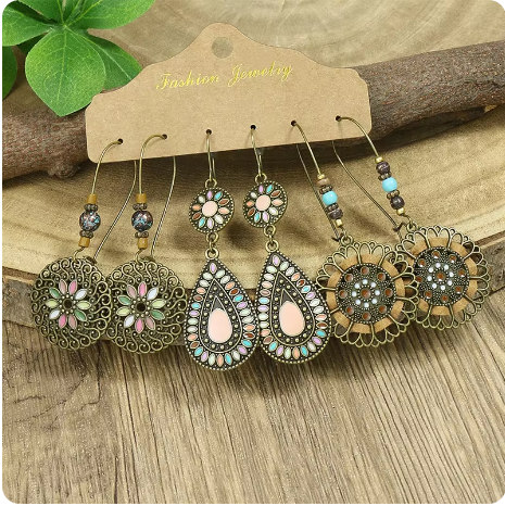 Bohemia Geometric Shape Earring Set