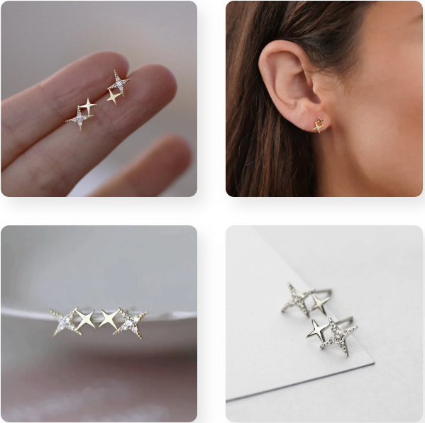Minimalist Double Star Earrings