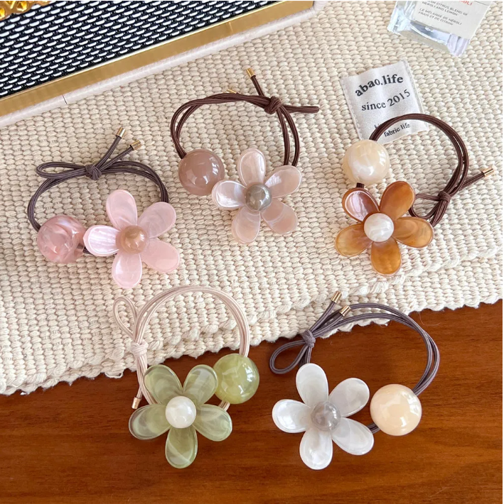 Set Cute Flower Elastic Hair Bands( one set)