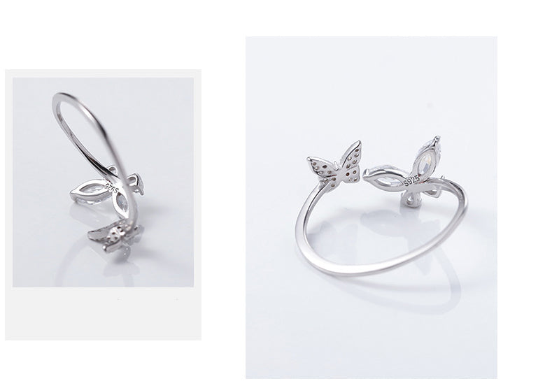 925 sterling silver Butterfly Adjustable Ring