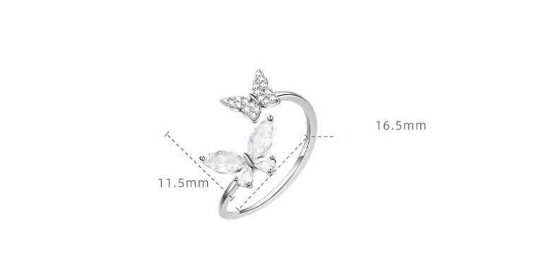 925 sterling silver Butterfly Adjustable Ring