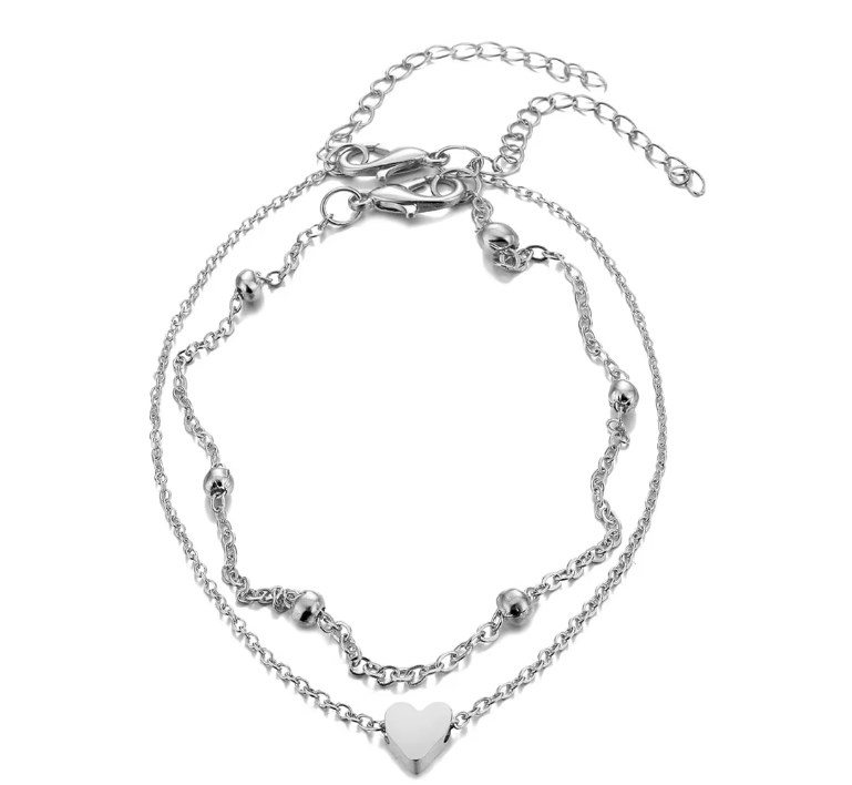 Layered Heart Anklet