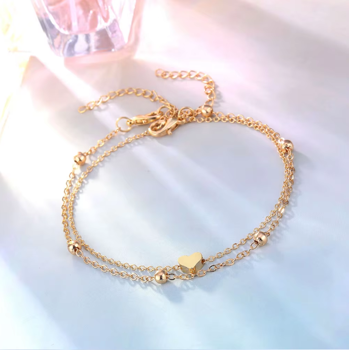 Layered Heart Anklet
