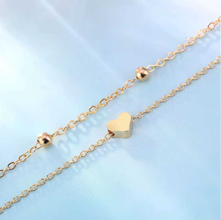 Layered Heart Anklet