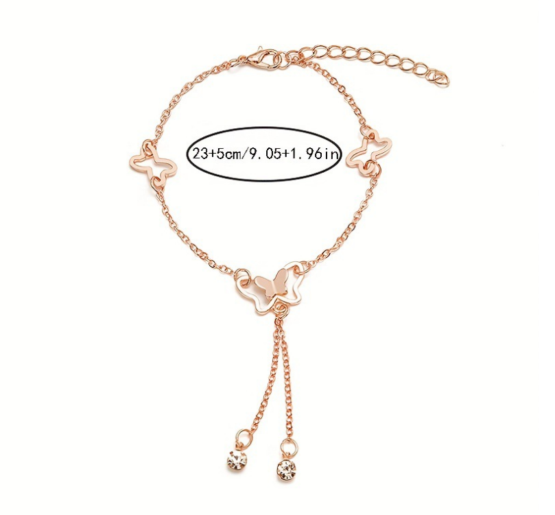 Titanium Steel 18K Butterfly Anklet