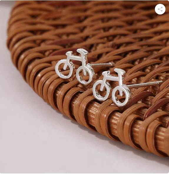 Creative Silver Bicycle Earrings