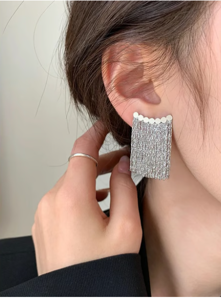 Rhinestone Tassel Earrings