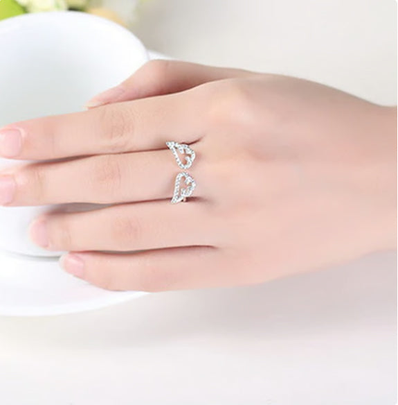 Adjustable Zircon Angel Wings Ring