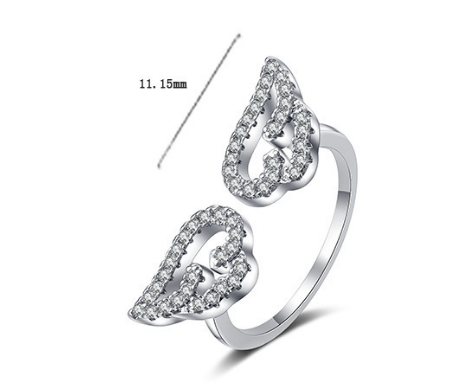 Adjustable Zircon Angel Wings Ring