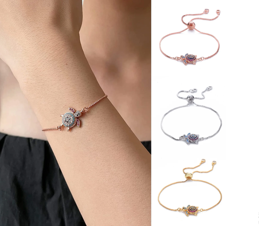 Adjustable Sparkling Turtle Bracelet