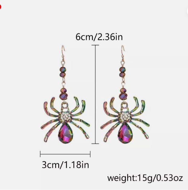 Colourful Rhinestone Spider Earrings