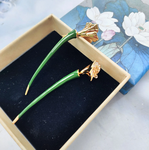 Long flower earrings