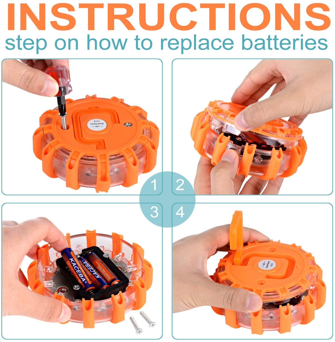 Magnetic LED Emergency Safety Flare Set （Set Of 2）