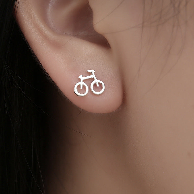 Creative Silver Bicycle Earrings