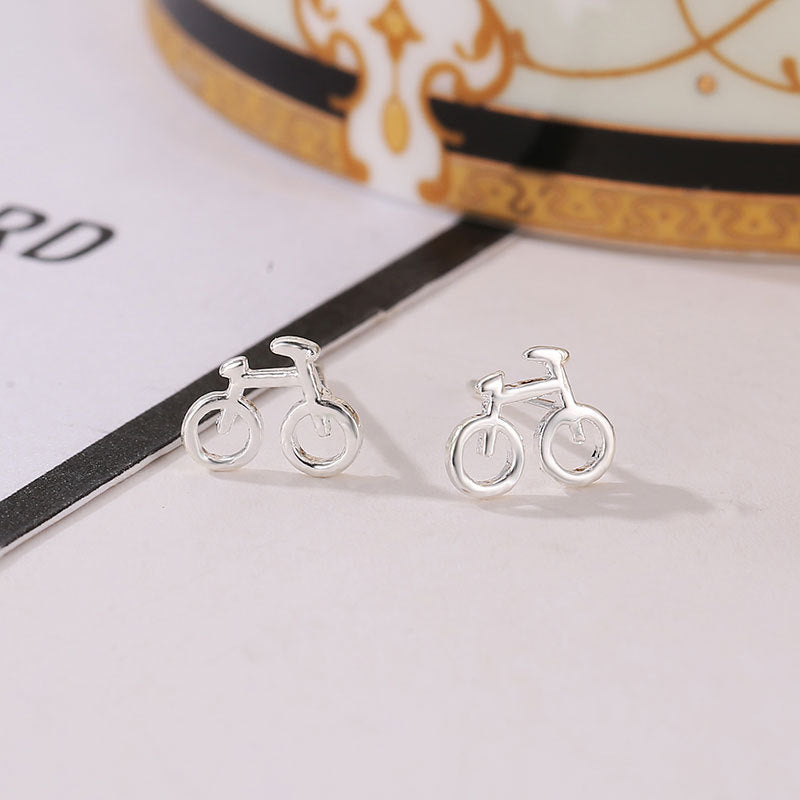 Creative Silver Bicycle Earrings