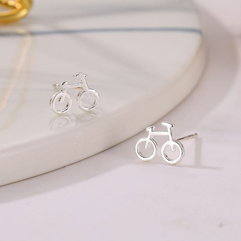 Creative Silver Bicycle Earrings