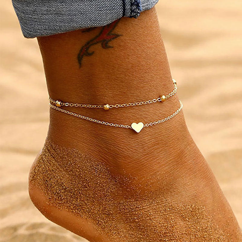 Layered Heart Anklet