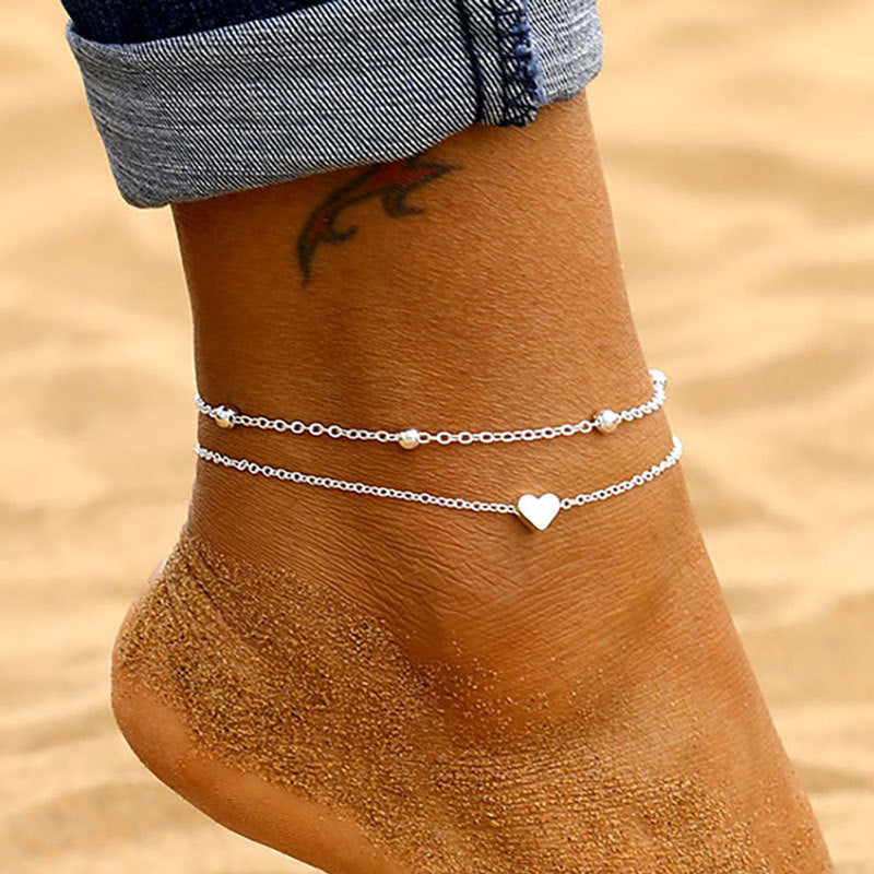 Layered Heart Anklet