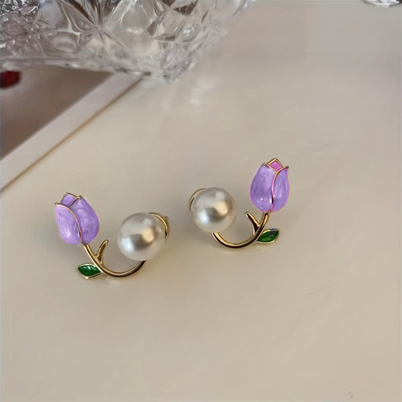 Purple Tulip Earrings
