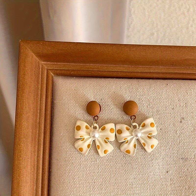 Pearl Polka Dot Bow Earrings