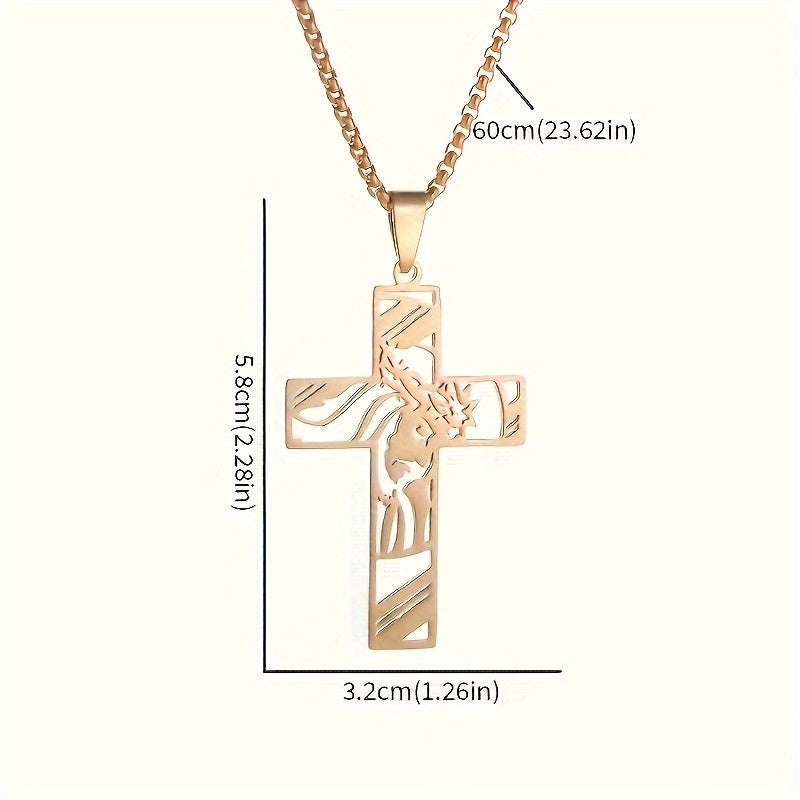 Stainless Steel Hollow Cross Prayer Necklace