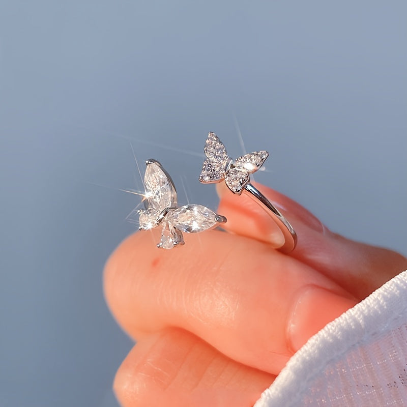 925 sterling silver Butterfly Adjustable Ring