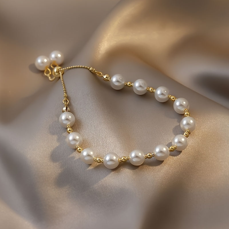 White Faux Pearl Bracelet
