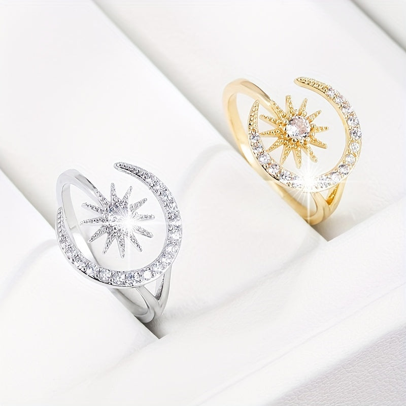 Crystal star and moon ring