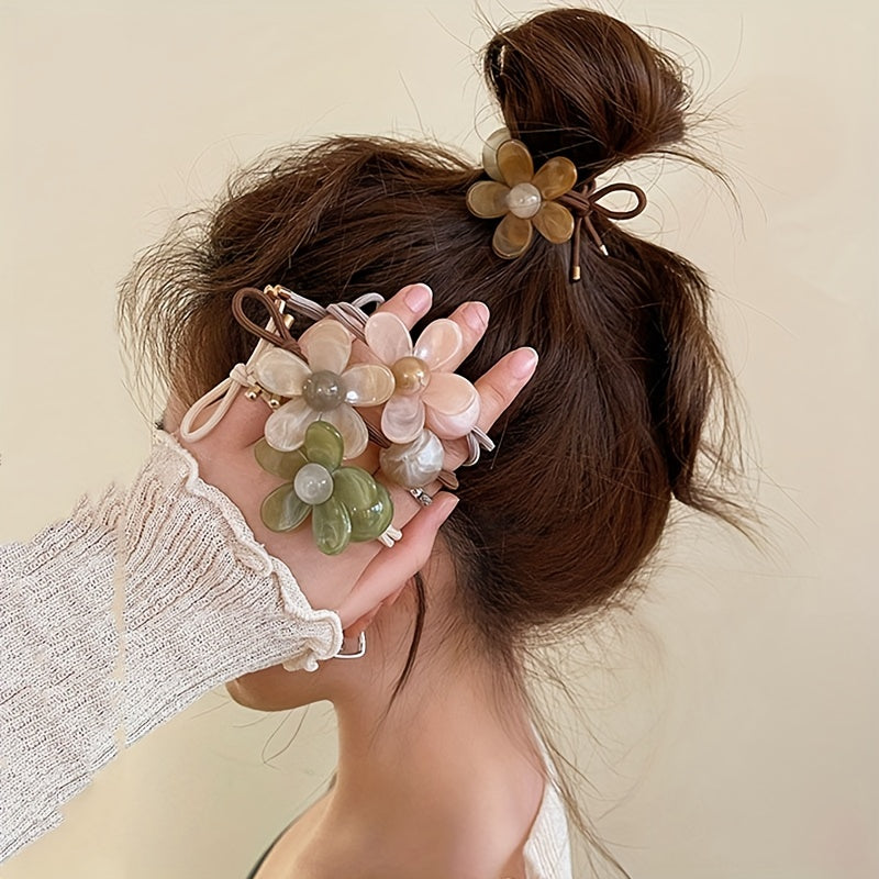 Set Cute Flower Elastic Hair Bands( one set)