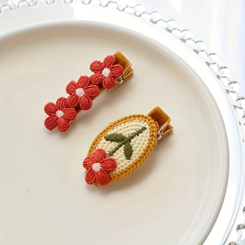 Embroidered Flower Hair Clip