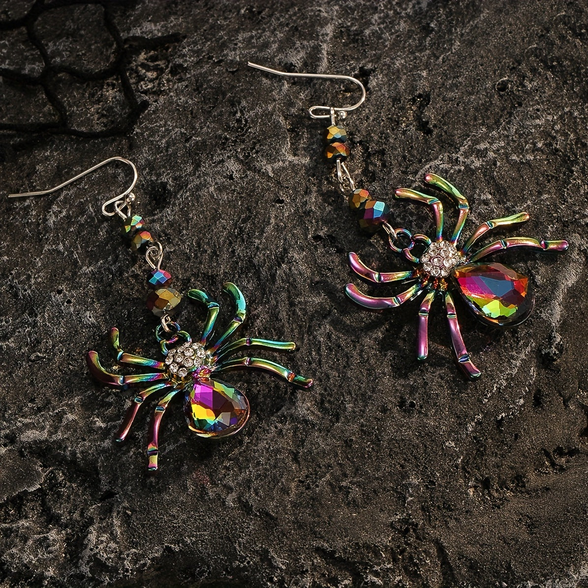 Colourful Rhinestone Spider Earrings