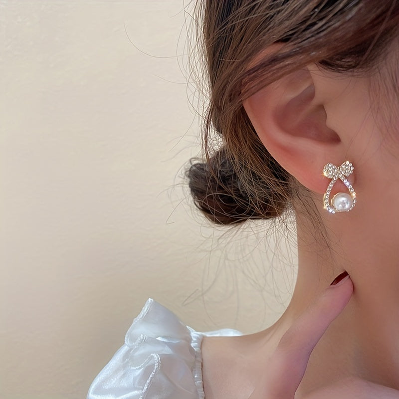 Bowknot Faux Pearl Earrings
