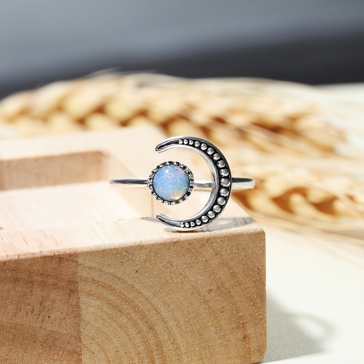 Moonstone Open Adjustable Ring